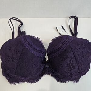 Simone Perele Purple Lace Eden Push-up Bra Size 32C Made in France
